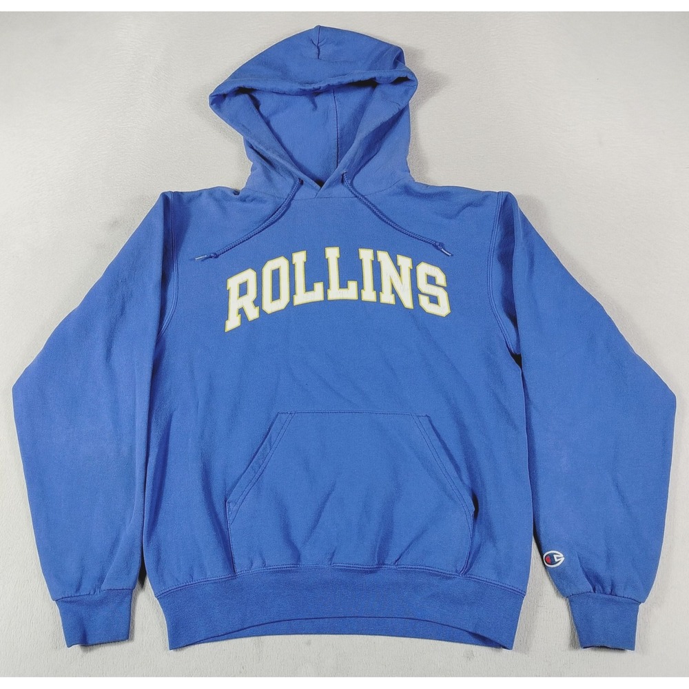 Champion Rollins Hoodie Sweatshirt Mens Small Blue Fleece Pullover College